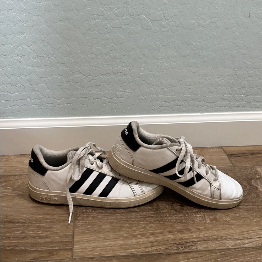 Adidas White and Black Low-Top Sneakers Grand Court Shoes 2.0